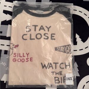 Kids Long Sleeve Cream Shirt - Stay Close Design 165cm